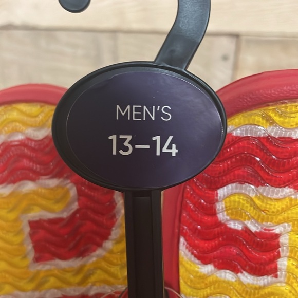 NFL KC Chiefs size XL (13-14) Red and Yellow Slide Sandals with Velcro Top - Picture 5 of 9